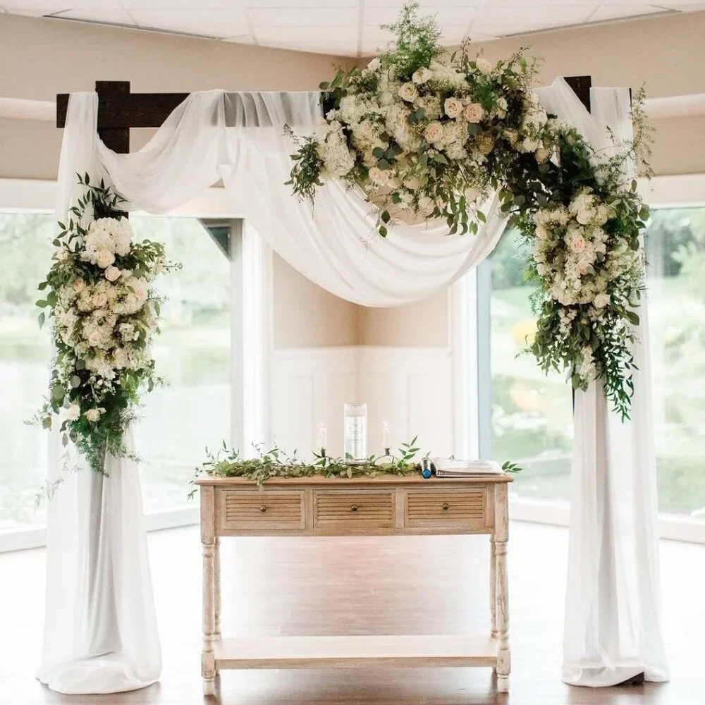 Wedding Arch Draping Fabric Ivory, White 2 Panels 6 Yards Sheer Chiffon Backdrop